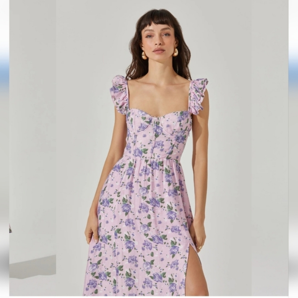 ASTR Wedelia Bustier Purple Floral Dress